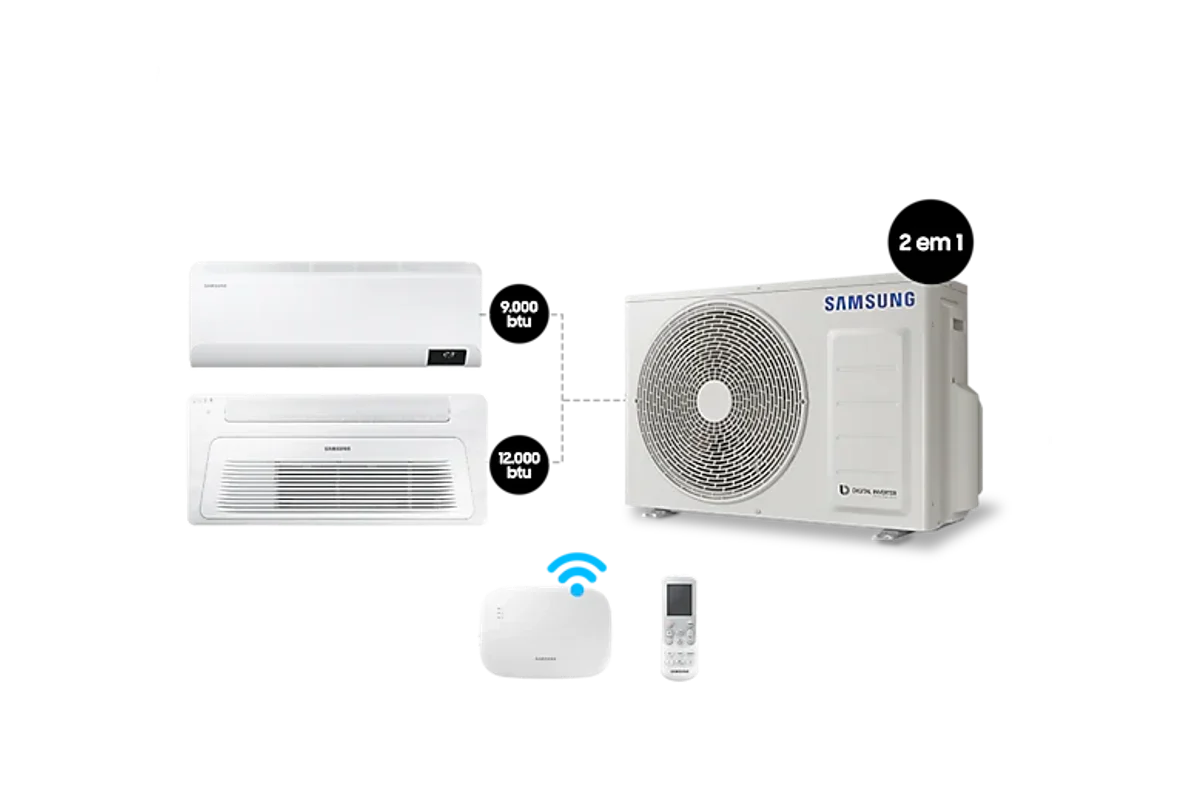 Bi-Split WindFree 18.000 BTUs (Hi Wall 9.000 & 1via 12.000) hot-cold with WiFi 220V