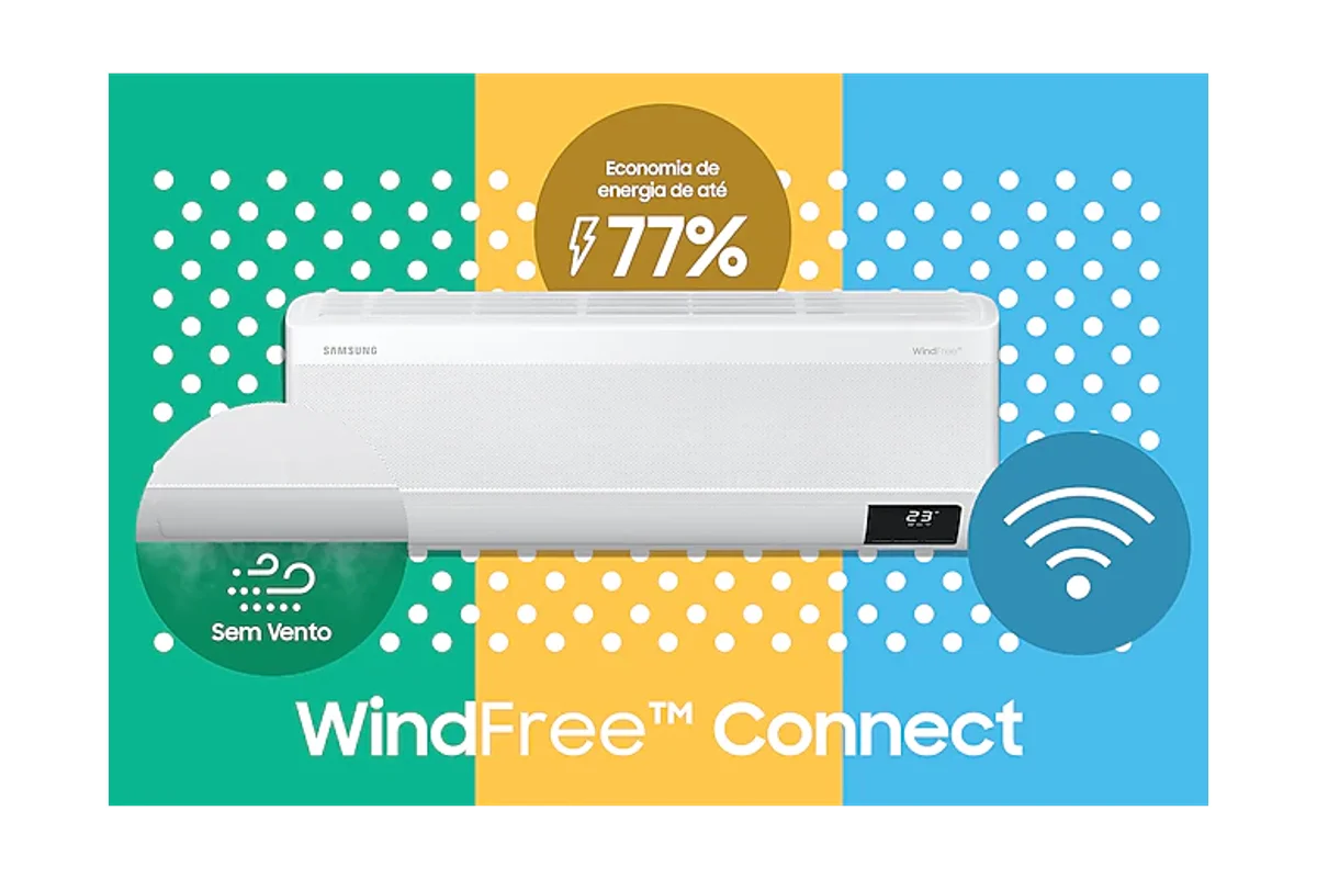 Ar-condicionado Split Inverter WindFree Connect Sem Vento 12.000 BTUs Quente e Frio AR12BSEAAWKNAZ