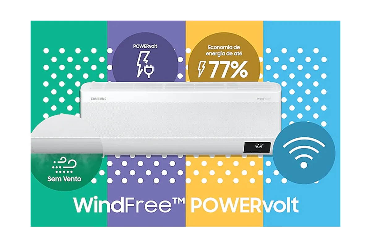 Ar-condicionado Split Inverter WindFree PowerVolt Sem Vento Frio 12.000 BTUs AR12BVFAVWKNAZ
