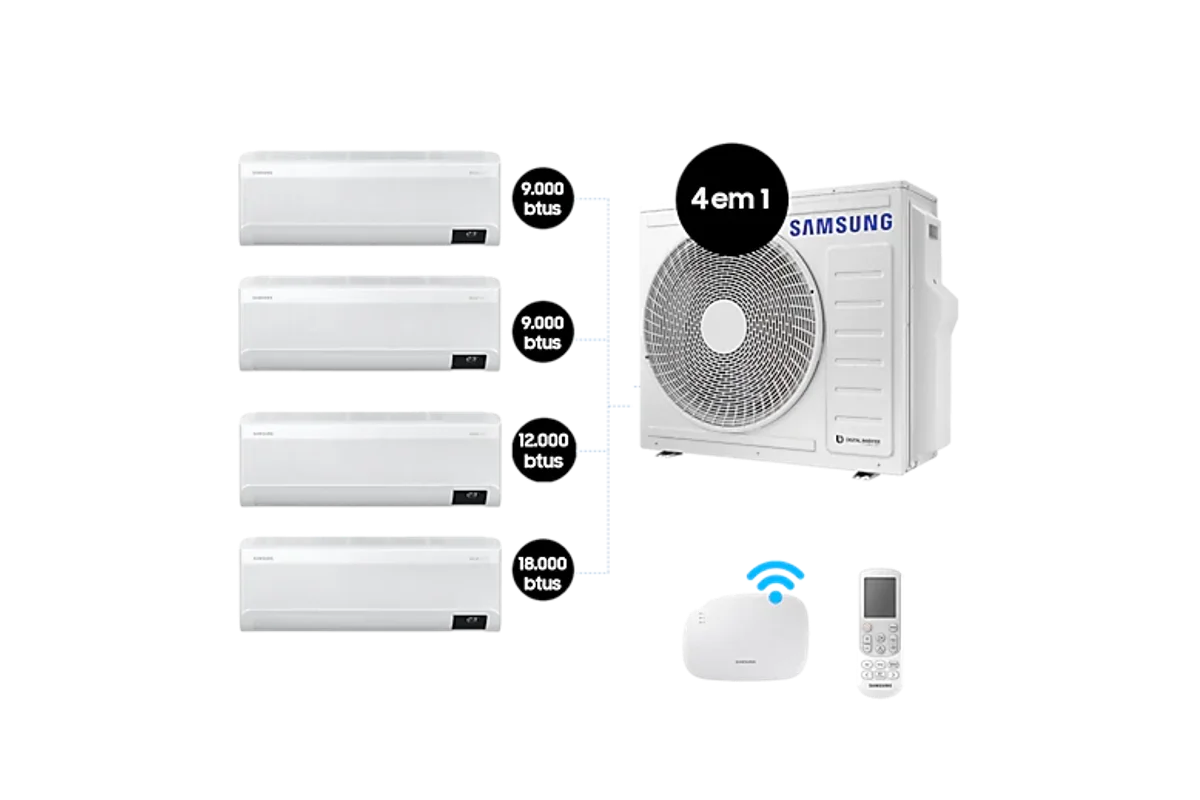 Quad-Split WindFree 28.000 BTUs (Hi Wall 2x9.000 & 12.000 & 18.000) hot-cold with WiFi 220V